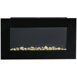 Wall-mounted electric fireplace 1000/2000 W, decorative fireplace with adjustable 7-color flame effect, 72.5 x 11.5 x 40 cm, black