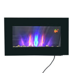 Wall-mounted electric fireplace 1000/2000 W, decorative fireplace with adjustable 7-color flame effect, 72.5 x 11.5 x 40 cm, black