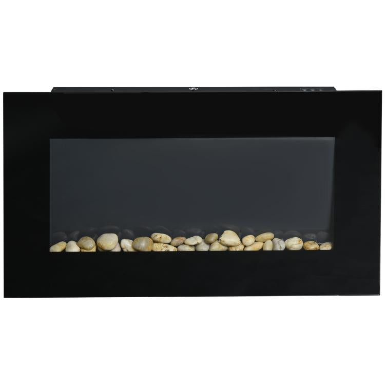 Wall-mounted electric fireplace 1000/2000 W, decorative fireplace with adjustable 7-color flame effect, 72.5 x 11.5 x 40 cm, black
