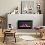 Wall-mounted electric fireplace 1000/2000 W, decorative fireplace with adjustable 7-color flame effect, 72.5 x 11.5 x 40 cm, black