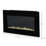 Wall-mounted electric fireplace 1000/2000 W, decorative fireplace with adjustable 7-color flame effect, 72.5 x 11.5 x 40 cm, black
