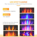 Wall-mounted electric fireplace 1000/2000 W, decorative fireplace with adjustable 7-color flame effect, 72.5 x 11.5 x 40 cm, black