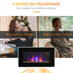 Wall-mounted electric fireplace 1000/2000 W, decorative fireplace with adjustable 7-color flame effect, 72.5 x 11.5 x 40 cm, black