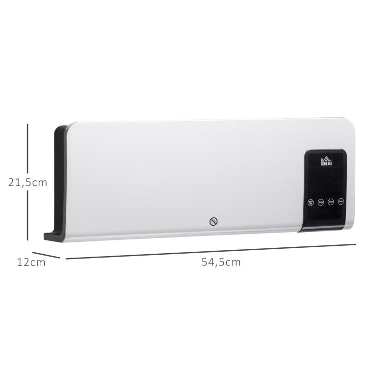 Wall-mounted PTC ceramic fan heater – 1000 W / 2000 W, oscillation, timer, with remote control – White