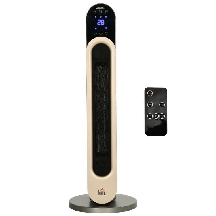 Oscillating fan heater 1100/2200 W – mini PTC ceramic heater – remote control included – black supplemental heater