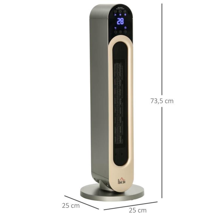 Oscillating fan heater 1100/2200 W – mini PTC ceramic heater – remote control included – black supplemental heater