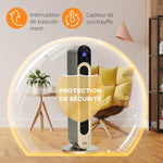 Oscillating fan heater 1100/2200 W – mini PTC ceramic heater – remote control included – black supplemental heater