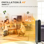 Oscillating fan heater 1100/2200 W – mini PTC ceramic heater – remote control included – black supplemental heater