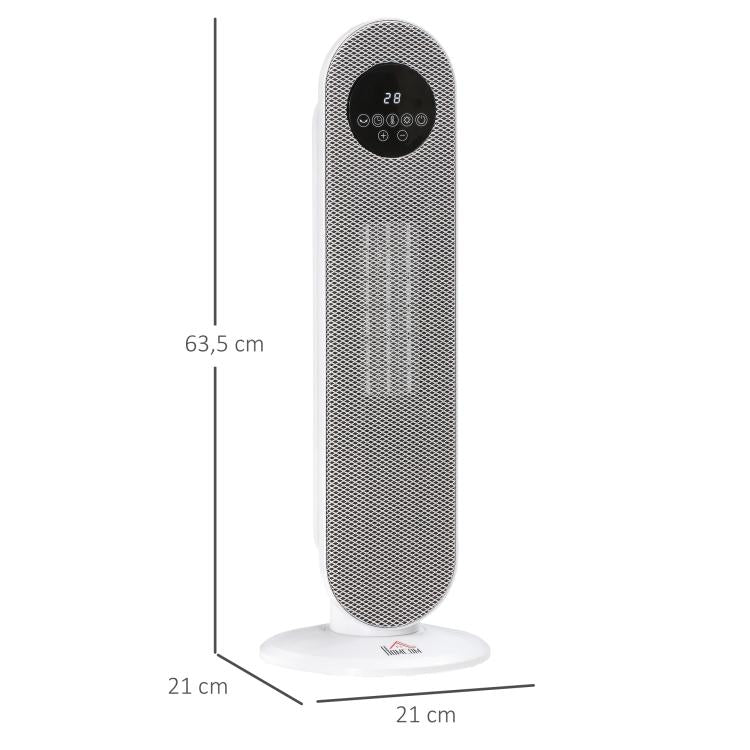 Portable Heater – Oscillating Ceramic Fan Heater (15–40°C) with Remote Control, 1300/2000W, 21 x 21 x 63.5 cm