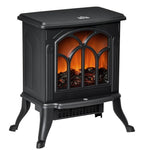 Freestanding electric fireplace 750/1500 W, decorative fireplace with LED flame effect, overheat protection, coverage area 15–20 m2, black