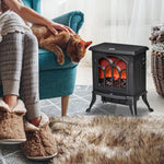 Freestanding electric fireplace 750/1500 W, decorative fireplace with LED flame effect, overheat protection, coverage area 15–20 m2, black