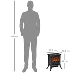 Freestanding electric fireplace 750/1500 W, decorative fireplace with LED flame effect, overheat protection, coverage area 15–20 m2, black