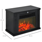 Contemporary-Style Electric Stove with Flame Effect and Thermostat (600–1200 W) – Black