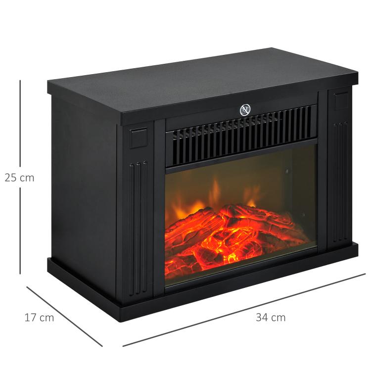 Contemporary-Style Electric Stove with Flame Effect and Thermostat (600–1200 W) – Black