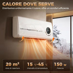 2000W Wall-Mounted Low-Energy Electric Heater with 3 Modes, LED Display, Thermostat, Timer, and Oscillation – White