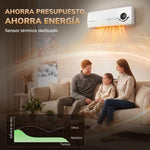 2000W Wall-Mounted Low-Energy Electric Heater with 3 Modes, LED Display, Thermostat, Timer, and Oscillation – White