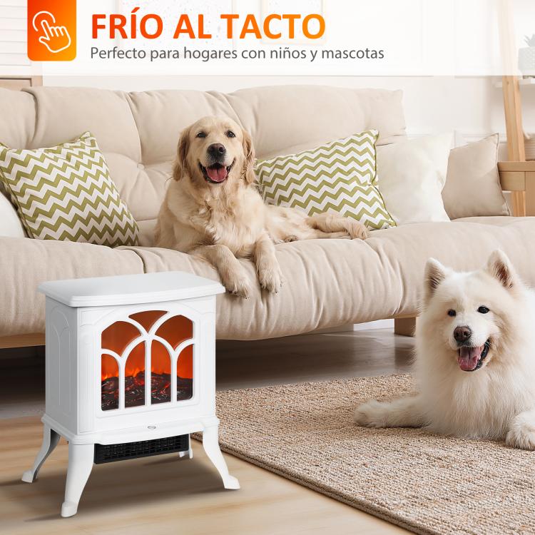 Freestanding Electric Fireplace 750/1500 W with 2 Power Levels, Flame Effect, 15–20 square meter Coverage Area – White
