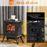 Freestanding Electric Fireplace 750/1500 W with 2 Power Levels and Flame Effect – Coverage Area 15–20 m2 – Black
