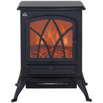 Portable Electric Fireplace 1000W/2000W – Quiet Freestanding Heater with Flame Effect and 30m2 Coverage – Black