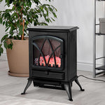 Portable Electric Fireplace 1000W/2000W – Quiet Freestanding Heater with Flame Effect and 30m2 Coverage – Black
