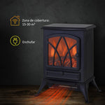 Portable Electric Fireplace 1000W/2000W – Quiet Freestanding Heater with Flame Effect and 30m2 Coverage – Black