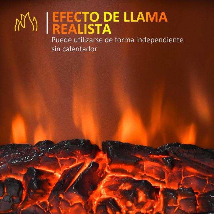 Portable Electric Fireplace 1000W/2000W – Quiet Freestanding Heater with Flame Effect and 30m2 Coverage – Black