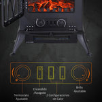 Portable Electric Fireplace 1000W/2000W – Quiet Freestanding Heater with Flame Effect and 30m2 Coverage – Black