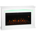 1000W/2000W electric fireplace, decorative faux fireplace, flame effect with 5 adjustable brightness levels, 121x25x77cm, white