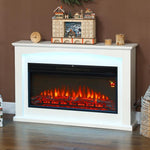 1000W/2000W electric fireplace, decorative faux fireplace, flame effect with 5 adjustable brightness levels, 121x25x77cm, white