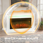 1000W/2000W electric fireplace, decorative faux fireplace, flame effect with 5 adjustable brightness levels, 121x25x77cm, white