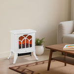 Freestanding electric fireplace 750/1500 W, decorative faux fireplace with LED flame effect, 37.3 x 23.1 x 44 cm, white