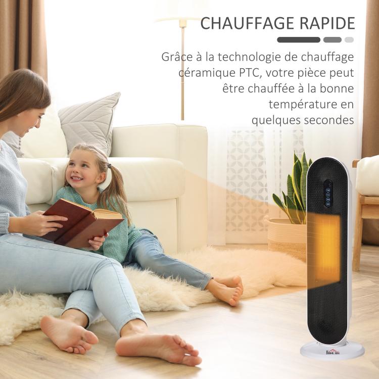 1200/2000W oscillating fan heater – mini PTC ceramic heater – remote control included – supplemental heater