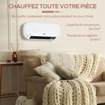 2000W wall-mounted fan heater - PTC ceramic heating - 3 power levels - remote control included, white/black