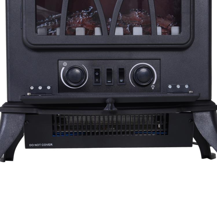 Electric fireplace with heater, electric fireplace with LED flame effect, 1000/2000W decorative fireplace, electric fireplace stove, black