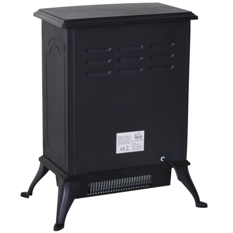 Electric fireplace with heater, electric fireplace with LED flame effect, 1000/2000W decorative fireplace, electric fireplace stove, black