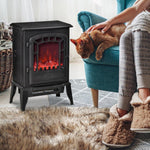 Electric floor fireplace, 2 heat settings, realistic flame effect, versatile