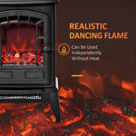 Electric floor fireplace, 2 heat settings, realistic flame effect, versatile