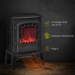 Electric floor fireplace, 2 heat settings, realistic flame effect, versatile