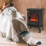 Electric fireplace, LED flames, 1000/2000 W, adjustable temperature & brightness, metal, 39 x 23 x 56.5 cm