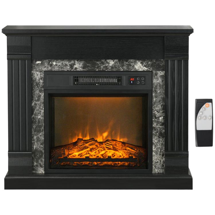 Freestanding Electric Fireplace with Timer, Adjustable Flame and Temperature, 80x21.6x67.8 cm, Black