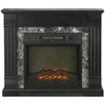 Freestanding Electric Fireplace with Timer, Adjustable Flame and Temperature, 80x21.6x67.8 cm, Black