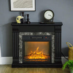 Freestanding Electric Fireplace with Timer, Adjustable Flame and Temperature, 80x21.6x67.8 cm, Black