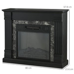 Freestanding Electric Fireplace with Timer, Adjustable Flame and Temperature, 80x21.6x67.8 cm, Black