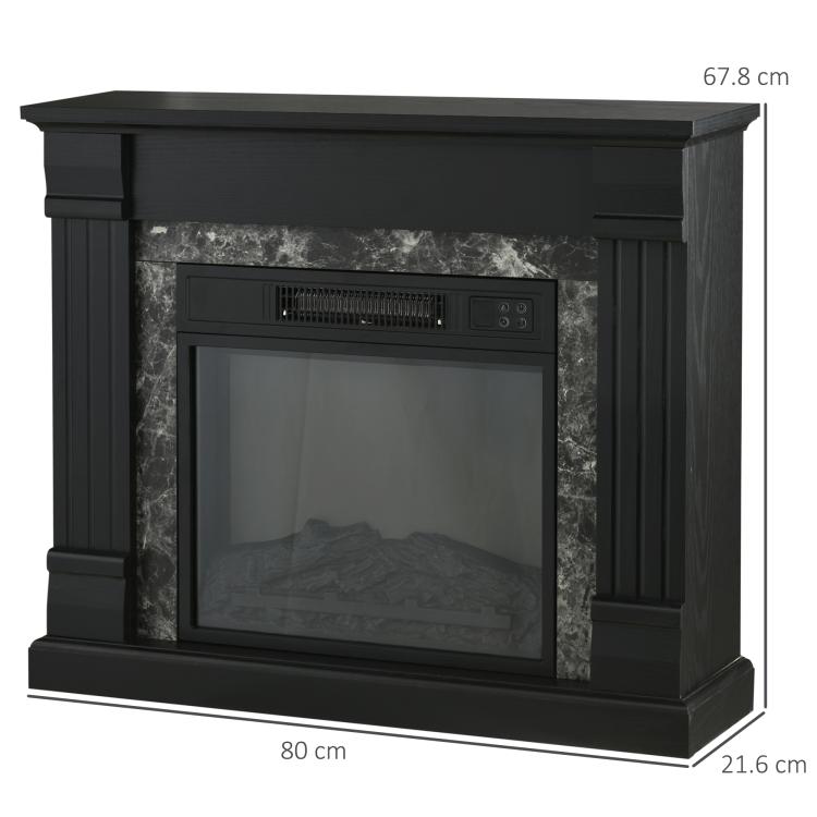Freestanding Electric Fireplace with Timer, Adjustable Flame and Temperature, 80x21.6x67.8 cm, Black