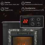 Freestanding Electric Fireplace with Timer, Adjustable Flame and Temperature, 80x21.6x67.8 cm, Black