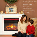 Electric fireplace, realistic flames with 12 colors, 5 brightness levels, remote control, timer, black