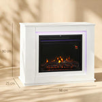 1000/2000W Electric Fireplace with Flame Effect (5 Brightness Levels & 12 Colors) for 30 square meter – White