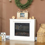 1000/2000W Electric Fireplace with Flame Effect (5 Brightness Levels & 12 Colors) for 30 square meter – White