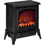 Portable Electric Fireplace Heater with Realistic Flame Effect, 1000 W/2000 W, Black