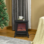 Portable Electric Fireplace Heater with Realistic Flame Effect, 1000 W/2000 W, Black